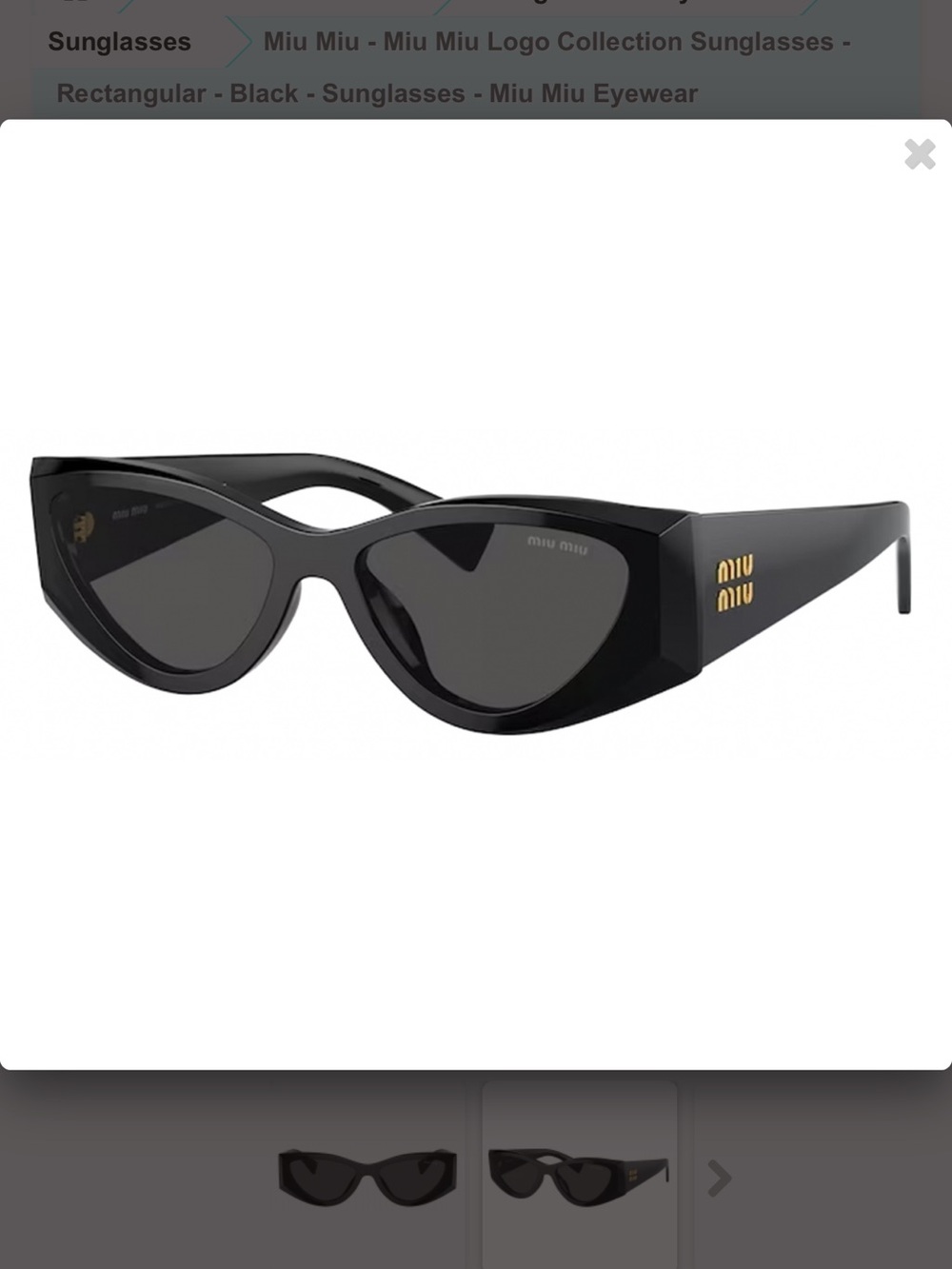 Miu Miu Camel Acetate Cat Eye Sunglasses SMU 06Y Black Ardesia
